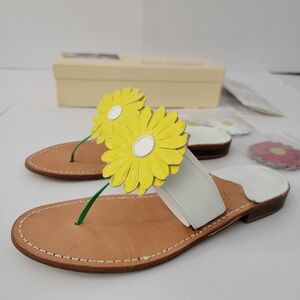 Jack Rogers Yellow Floral White Sandals